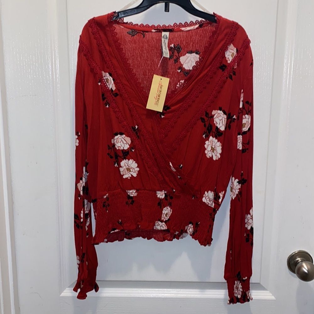 American Rags Juniors Lace Trimmed Smock Top